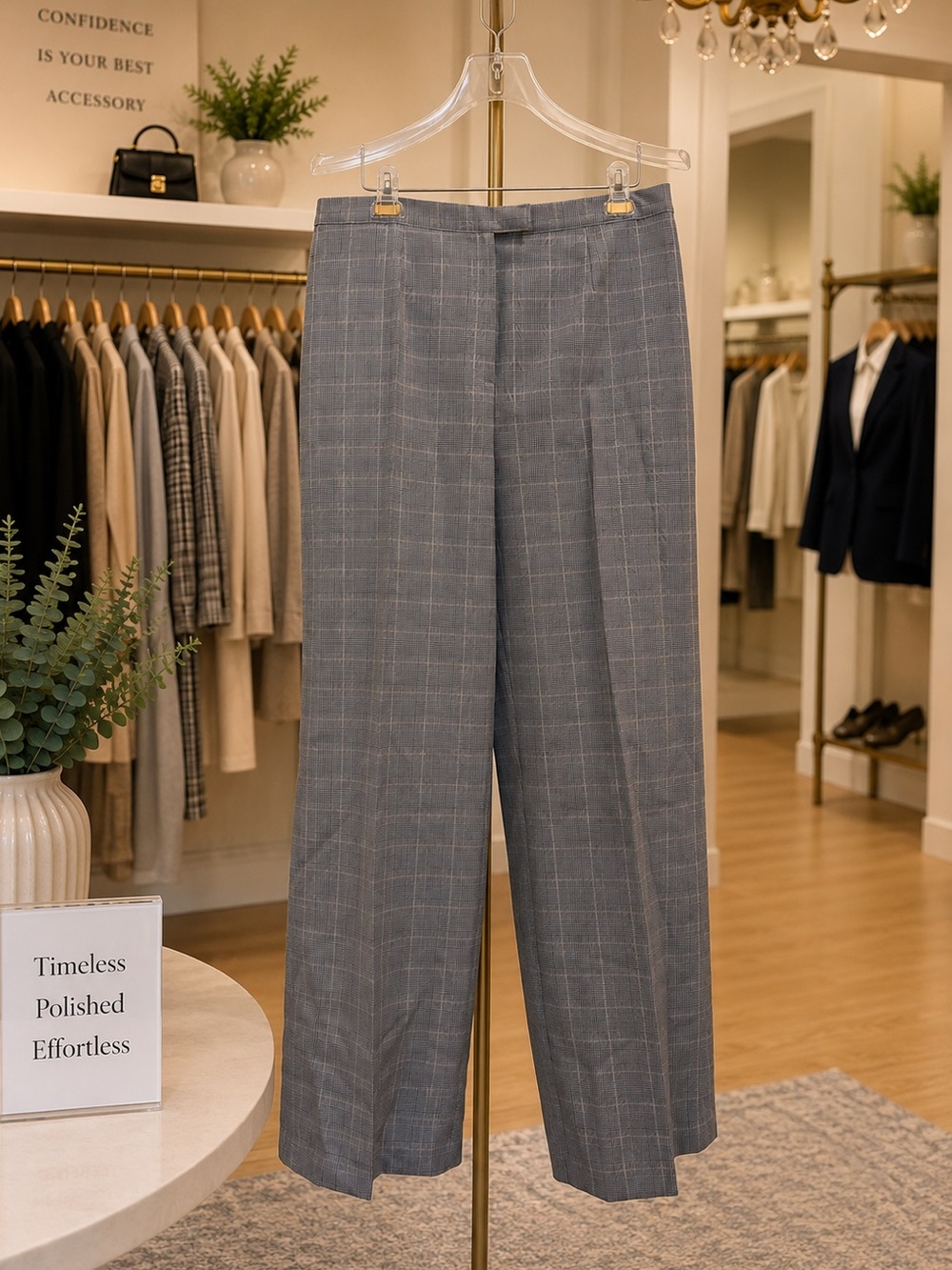 Emily Womens Gray Glen Plaid 2-Piece Pant Suit Size 16 Career Blazer Office Work - Picture 5 of 13